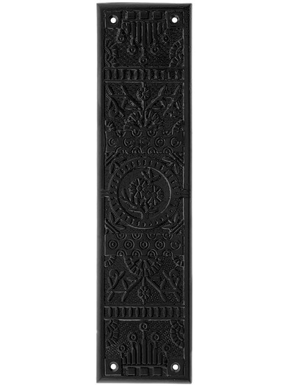 Cast Iron Windsor Pattern Push Plate In Matte Black